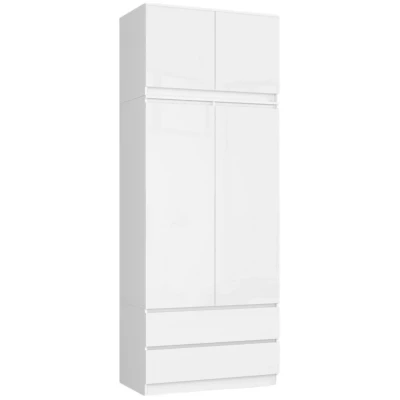 Nadstavec na skriňu LOTA 90 cm - biely / biely lesklý