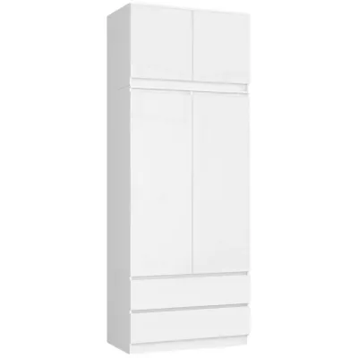 Nadstavec na skriňu LOTA 90 cm - biely / biely lesklý