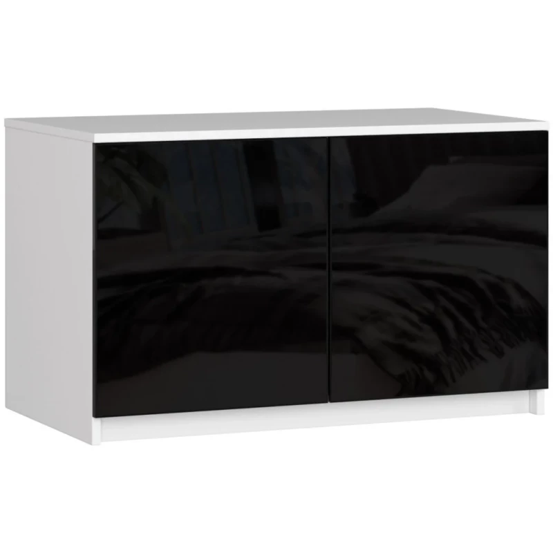 Nadstavec na skriňu LOTA 90 cm - biely / čierny lesklý