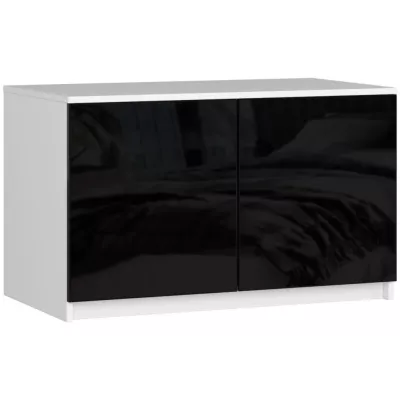 Nadstavec na skriňu LOTA 90 cm - biely / čierny lesklý
