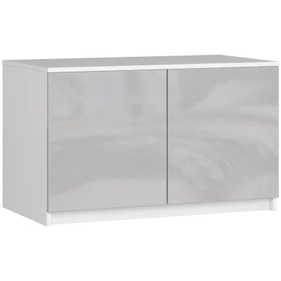 Nadstavec na skriňu LOTA 90 cm - biely / svetlo šedý lesklý
