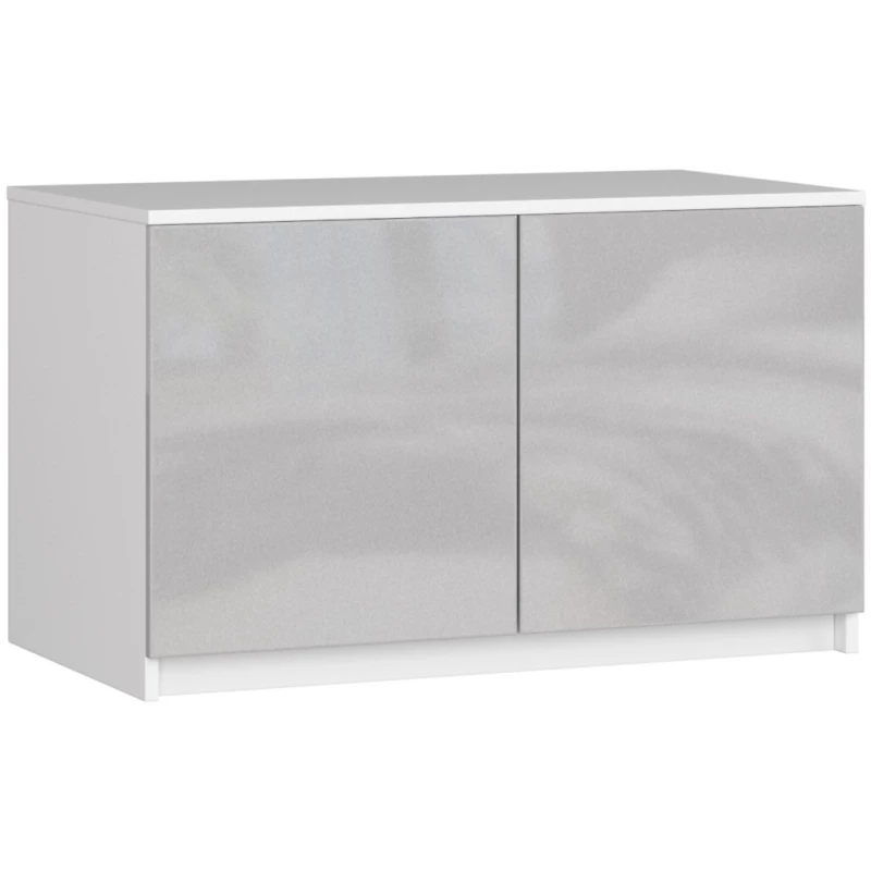 Nadstavec na skriňu LOTA 90 cm - biely / svetlo šedý lesklý