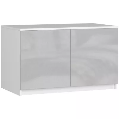 Nadstavec na skriňu LOTA 90 cm - biely / svetlo šedý lesklý