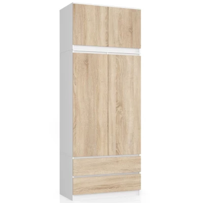 Nadstavec na skriňu LOTA 90 cm - biely / dub sonoma