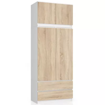 Nadstavec na skriňu LOTA 90 cm - biely / dub sonoma