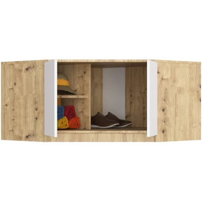 Rohový nástavec na skriňu LOTA 100 cm - dub artisan / biely