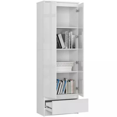 Dvojdverová skriňa so šuplíkom 60 cm VALESTRA - biela / biela lesklá