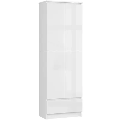 Dvojdverová skriňa so šuplíkom 60 cm VALESTRA - biela / biela lesklá