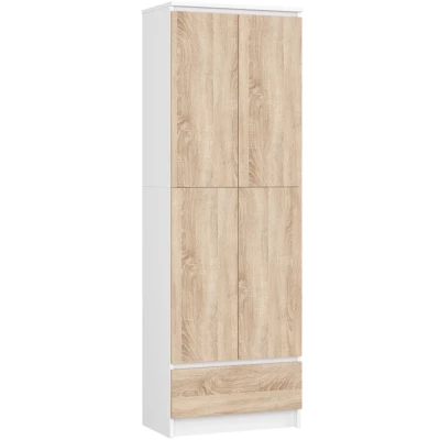 Dvojdverová skriňa so šuplíkom 60 cm VALESTRA - biela / dub sonoma