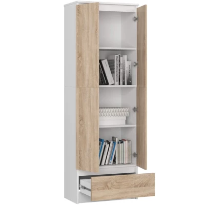 Dvojdverová skriňa so šuplíkom 60 cm VALESTRA - biela / dub sonoma
