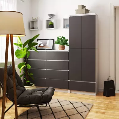 Dvojdverová skriňa so šuplíkom 60 cm VALESTRA - biela / tmavo šedá