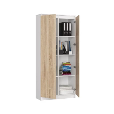 Policová skriňa 80 cm VALESTRA - biela / dub sonoma