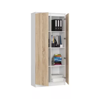Policová skriňa 80 cm VALESTRA - biela / dub sonoma