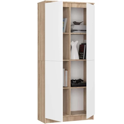 Policová skriňa 80 cm VALESTRA - dub sonoma / biela