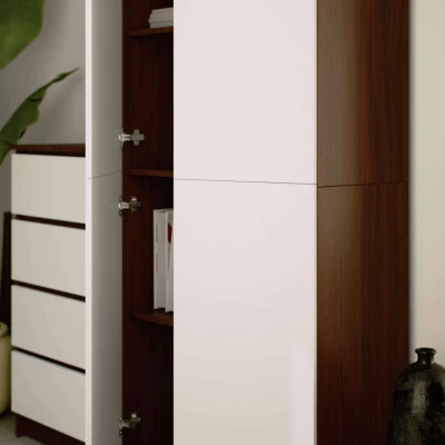 Policová skriňa 80 cm VALESTRA - wenge / biela