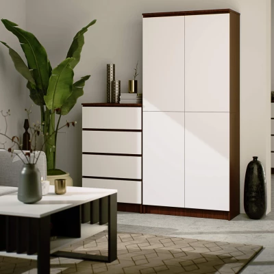 Policová skriňa 80 cm VALESTRA - wenge / biela