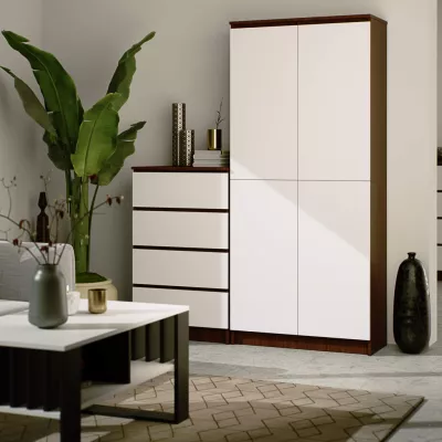 Policová skriňa 80 cm VALESTRA - wenge / biela