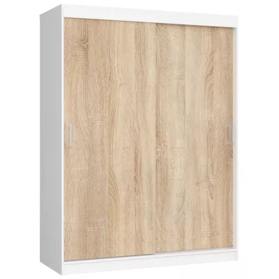 Priestranná šatníková skriňa 150 cm VALESTRA - biela / dub sonoma