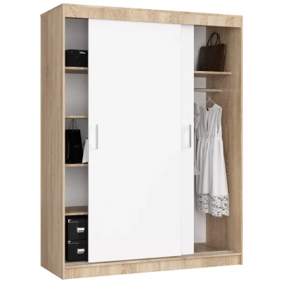 Priestranná šatníková skriňa 150 cm VALESTRA - dub sonoma / biela