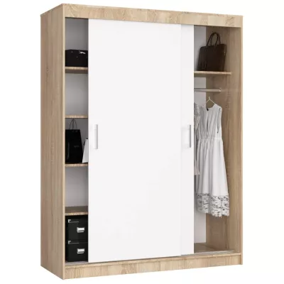 Priestranná šatníková skriňa 150 cm VALESTRA - dub sonoma / biela