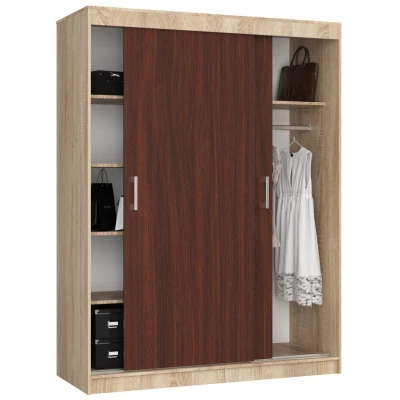 Priestranná šatníková skriňa 150 cm VALESTRA - dub sonoma / wenge