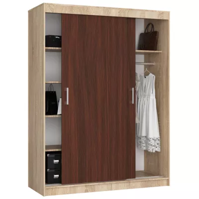 Priestranná šatníková skriňa 150 cm VALESTRA - dub sonoma / wenge