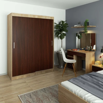 Priestranná šatníková skriňa 150 cm VALESTRA - dub sonoma / wenge