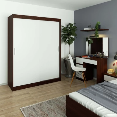 Priestranná šatníková skriňa 150 cm VALESTRA - wenge / biela