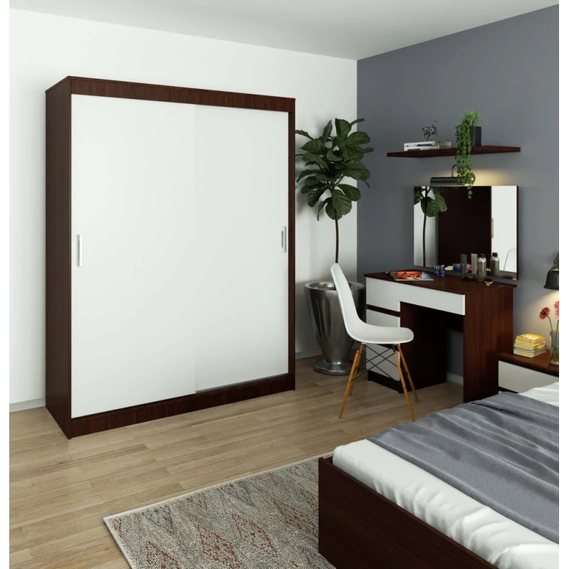 Priestranná šatníková skriňa 150 cm VALESTRA - wenge / biela