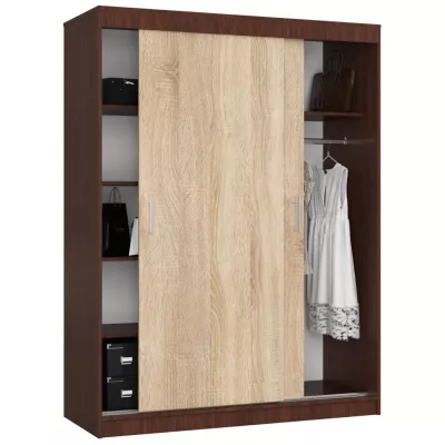 Priestranná šatníková skriňa 150 cm VALESTRA - wenge / dub sonoma