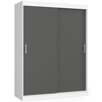 Priestranná šatníková skriňa 150 cm VALESTRA - biela / tmavo šedá