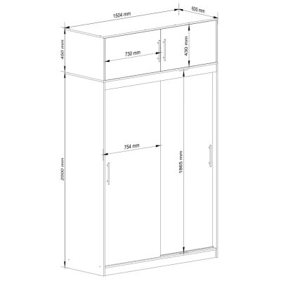 Priestranná šatníková skriňa 150 cm VALESTRA s nástavcom - dub sonoma / biela