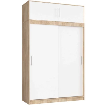 Priestranná šatníková skriňa 150 cm VALESTRA s nástavcom - dub sonoma / biela