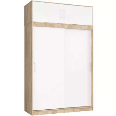 Priestranná šatníková skriňa 150 cm VALESTRA s nástavcom - dub sonoma / biela