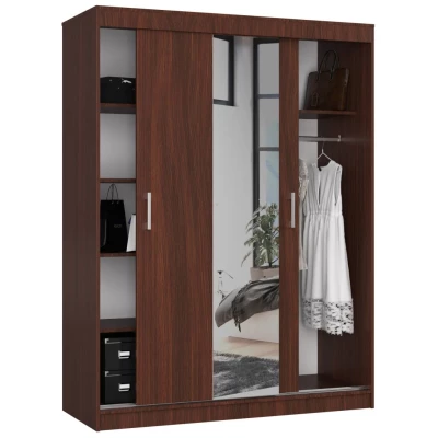 Priestranná šatníková skriňa 150 cm VALESTRA so zrkadlami - wenge