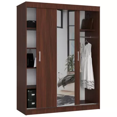 Priestranná šatníková skriňa 150 cm VALESTRA so zrkadlami - wenge