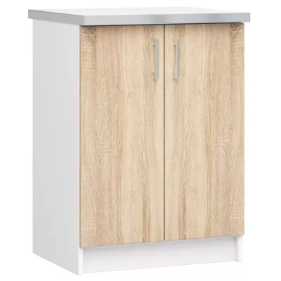 Dolná dvojdverová skrinka TRIVORA - šírka 60 cm, biela / dub sonoma