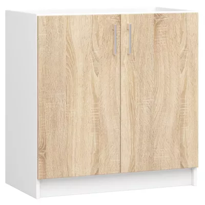Dolná drezová skrinka TRIVORA - šírka 80 cm, biela / dub sonoma