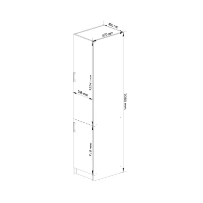 Potravinová skriňa TRIVORA - šírka 40 cm, biela / dub sonoma