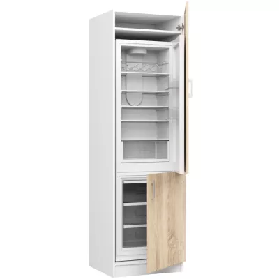 Skriňa na vstavanú chladničku TRIVORA - šírka 60 cm, biela / dub sonoma