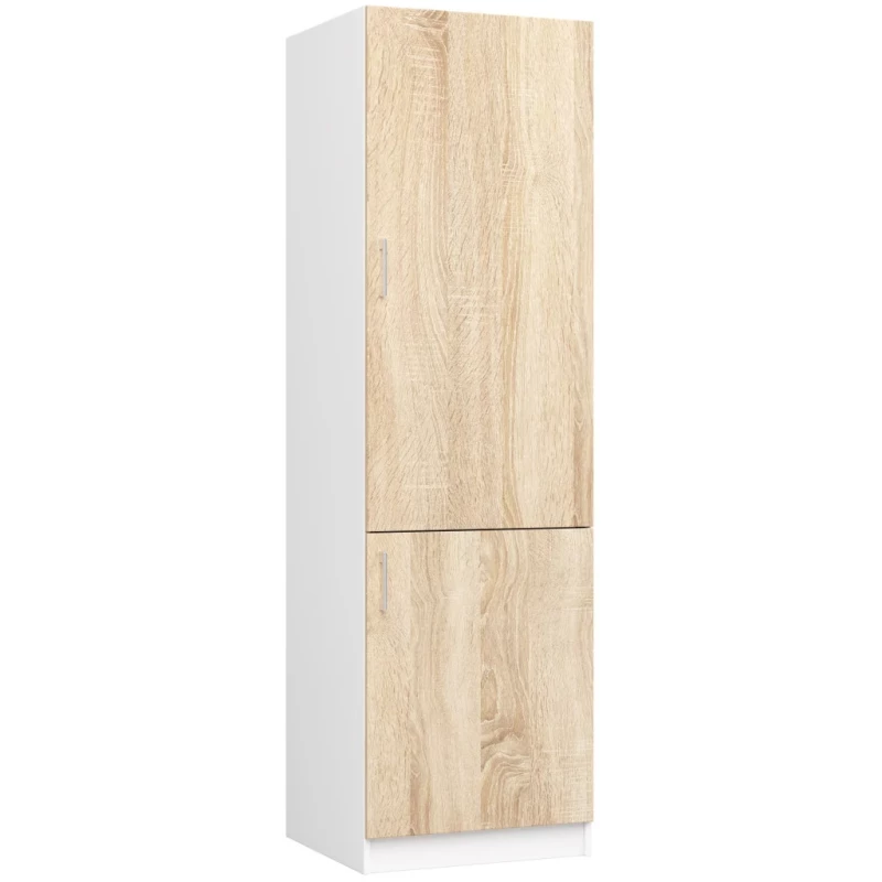 Skriňa na vstavanú chladničku TRIVORA - šírka 60 cm, biela / dub sonoma