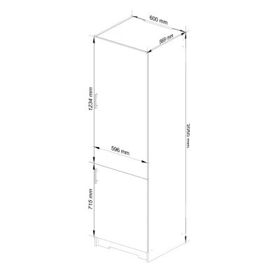 Skriňa na vstavanú chladničku TRIVORA - šírka 60 cm, biela / dub sonoma