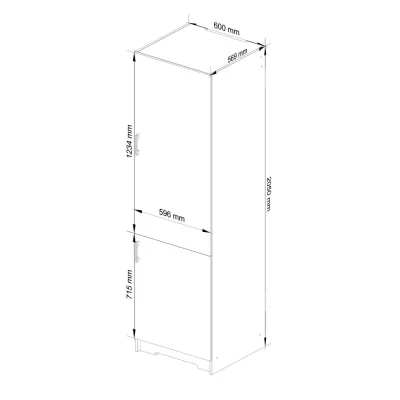 Skriňa na vstavanú chladničku TRIVORA - šírka 60 cm, biela / dub sonoma