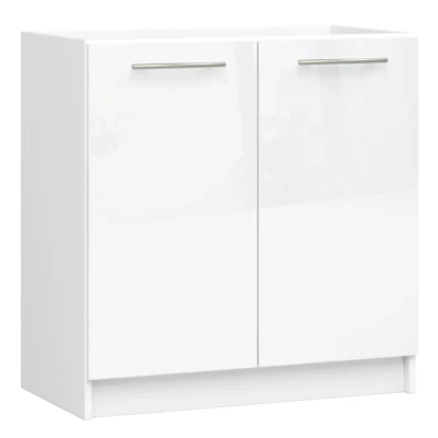 Drezová skrinka 80 cm VERMINA - biela / biela lesklá