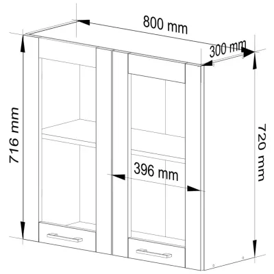 Horná presklená skrinka 80 cm VERMINA - biela / šedá