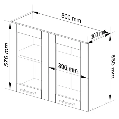 Závesná presklená skrinka 80 cm VERMINA - biela