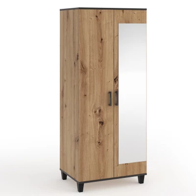 Šatníková skriňa so zrkadlom 80 cm NAIRI - dub artisan