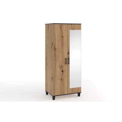 Šatníková skriňa so zrkadlom 80 cm NAIRI - dub artisan