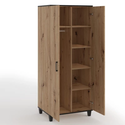 Šatníková skriňa so zrkadlom 80 cm NAIRI - dub artisan