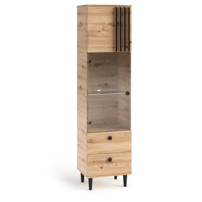 Presklená úzka skriňa 50 cm WARDOX - dub artisan